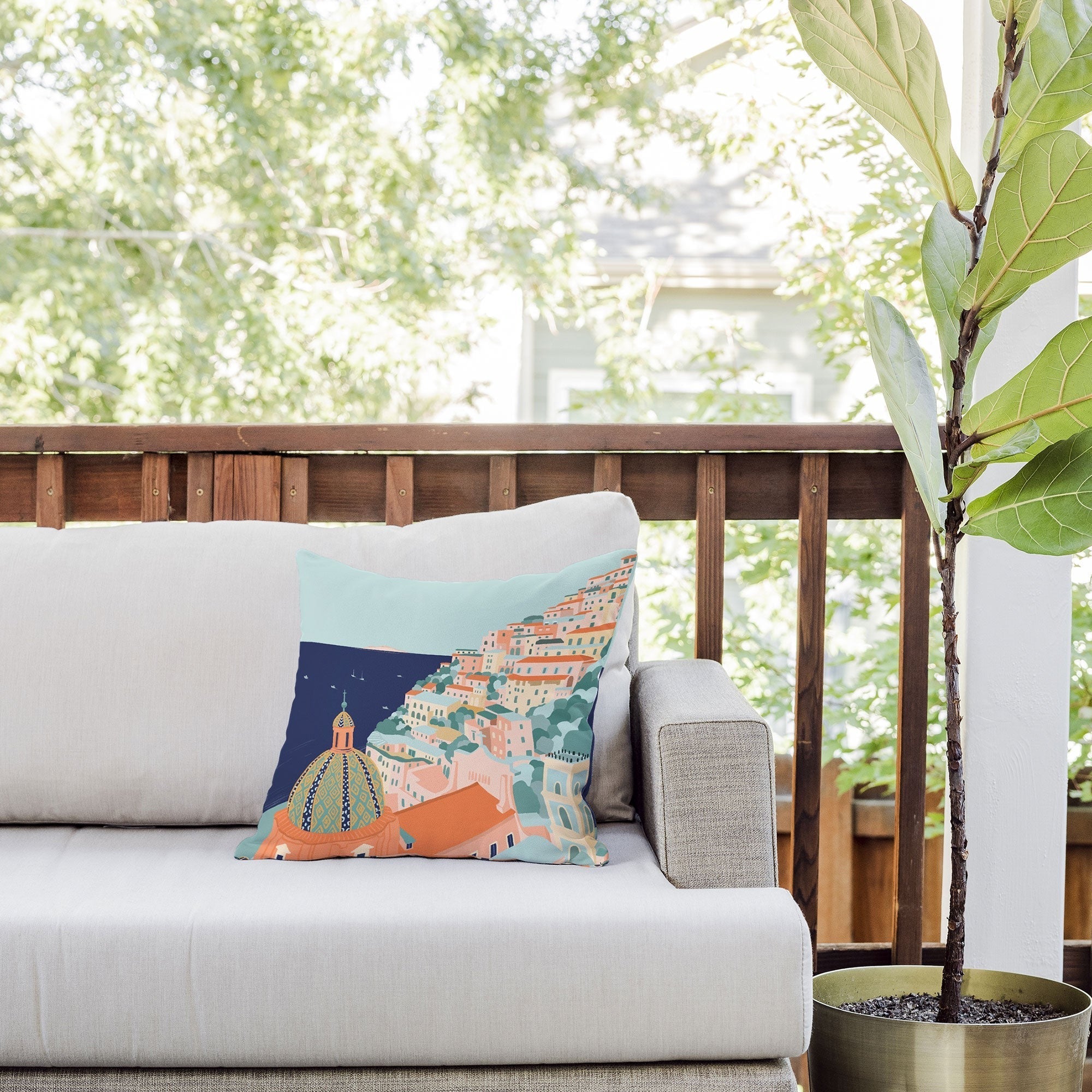 Valeria Frustaci Positano in Italy Outdoor Throw Pillow