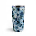 Ninola Design Botanic Retreat Ombre Abstract Watercolor Flowers Blue Navy Travel Mug