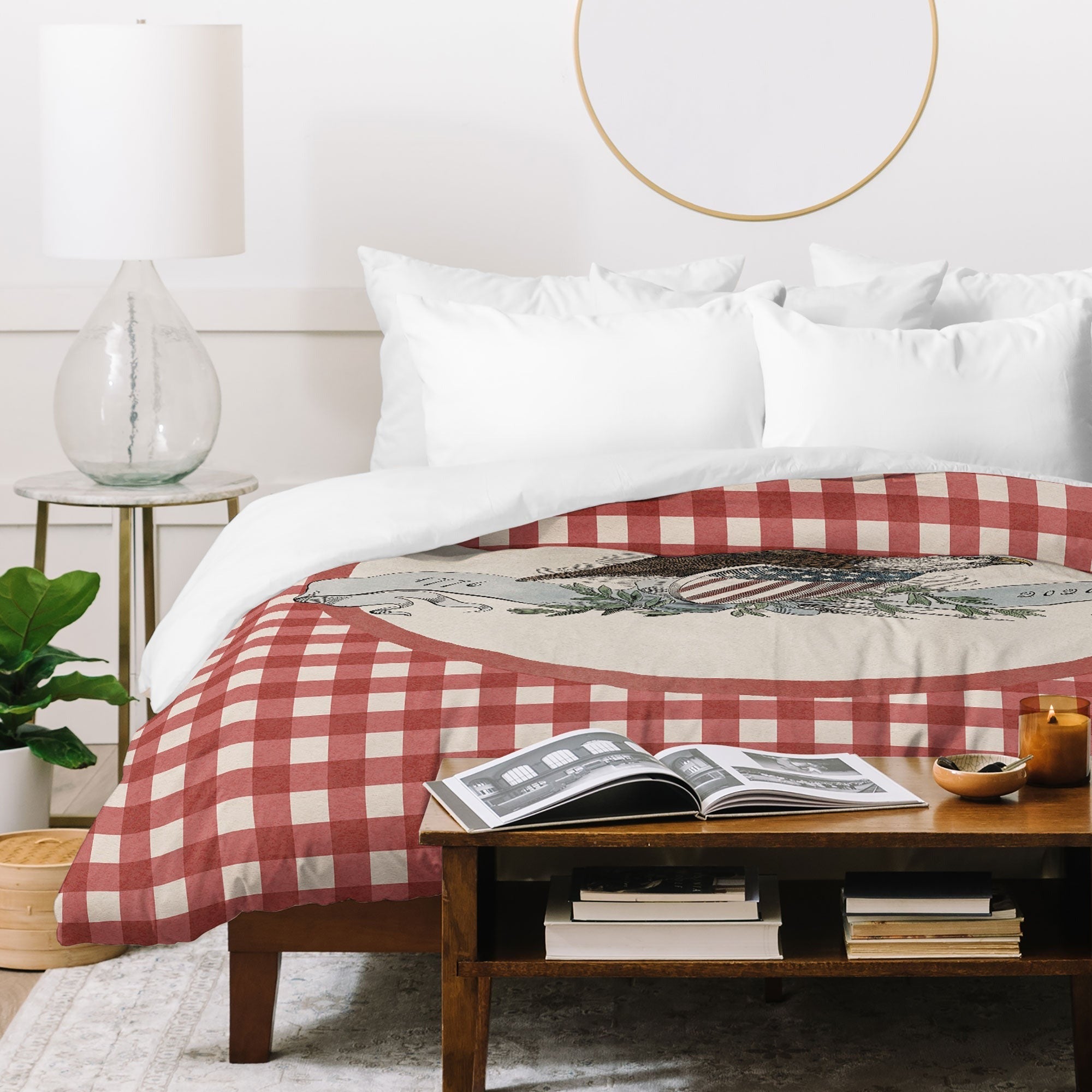 DENY Designs Gingham Eagle Duvet Cover