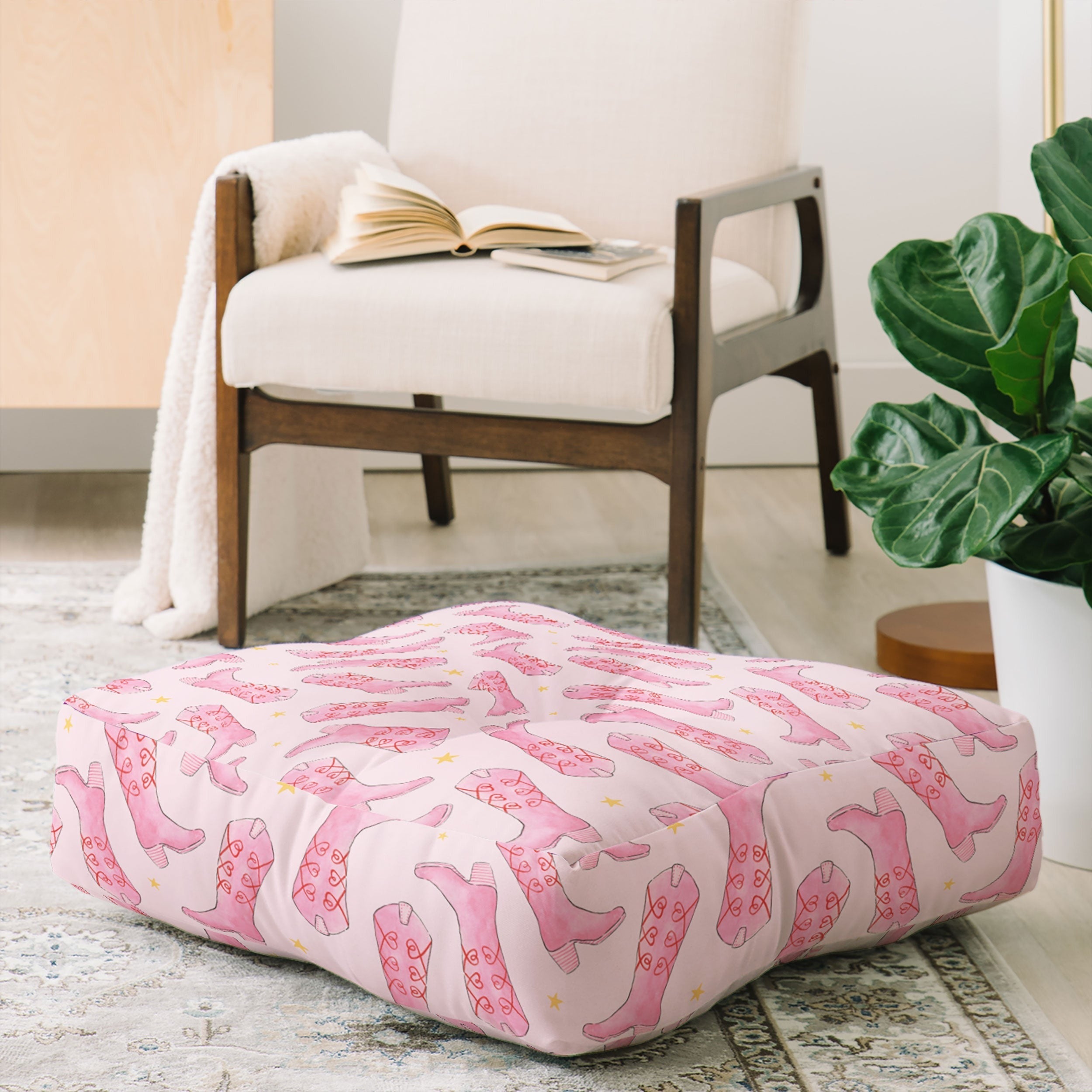 Love_Ryming Stars and Boots Floor Pillow Square