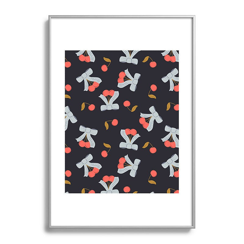 Jennifer Labre Cherries and Bows Metal Framed Art Print