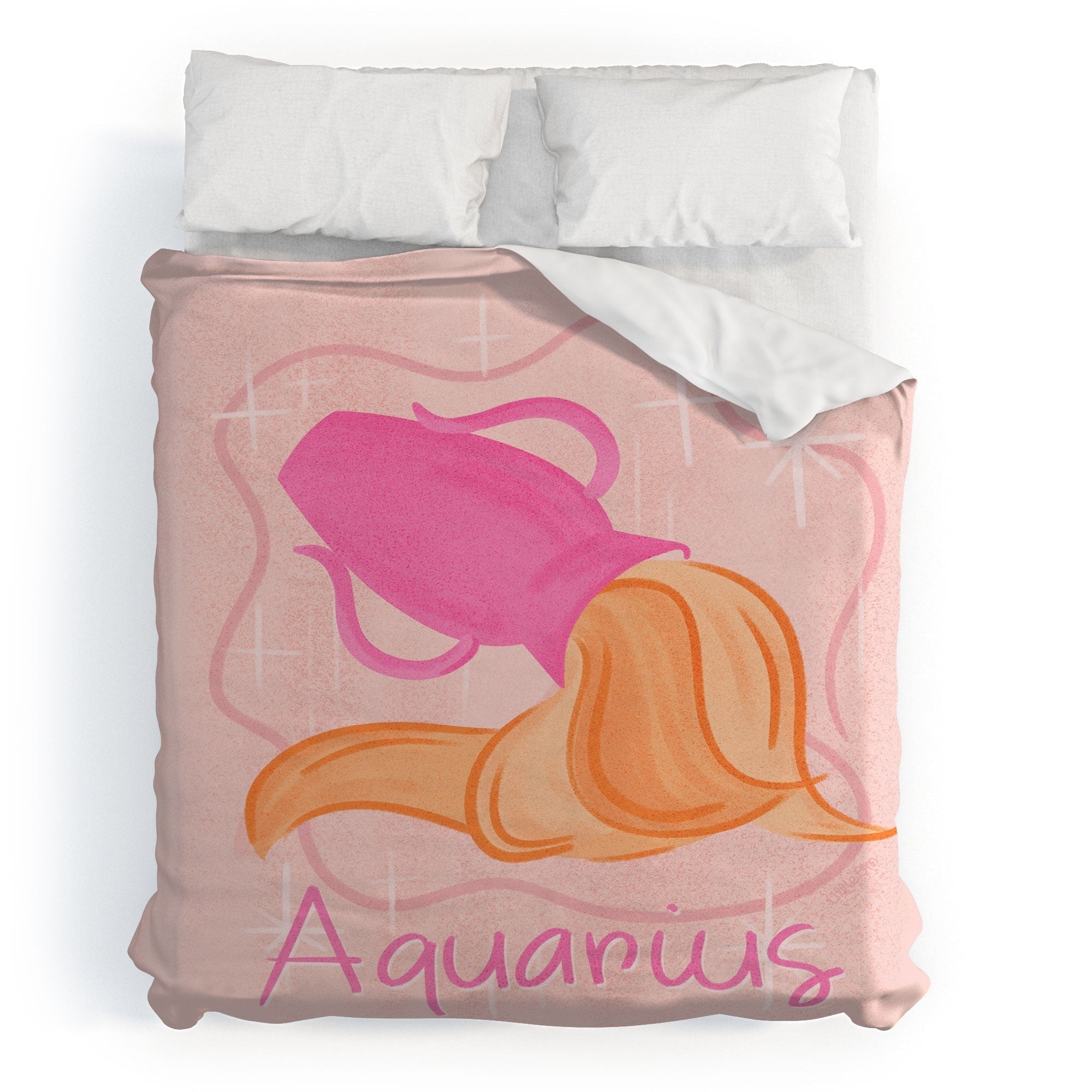 Little Om Zodiac Sign Aquarius Duvet Cover