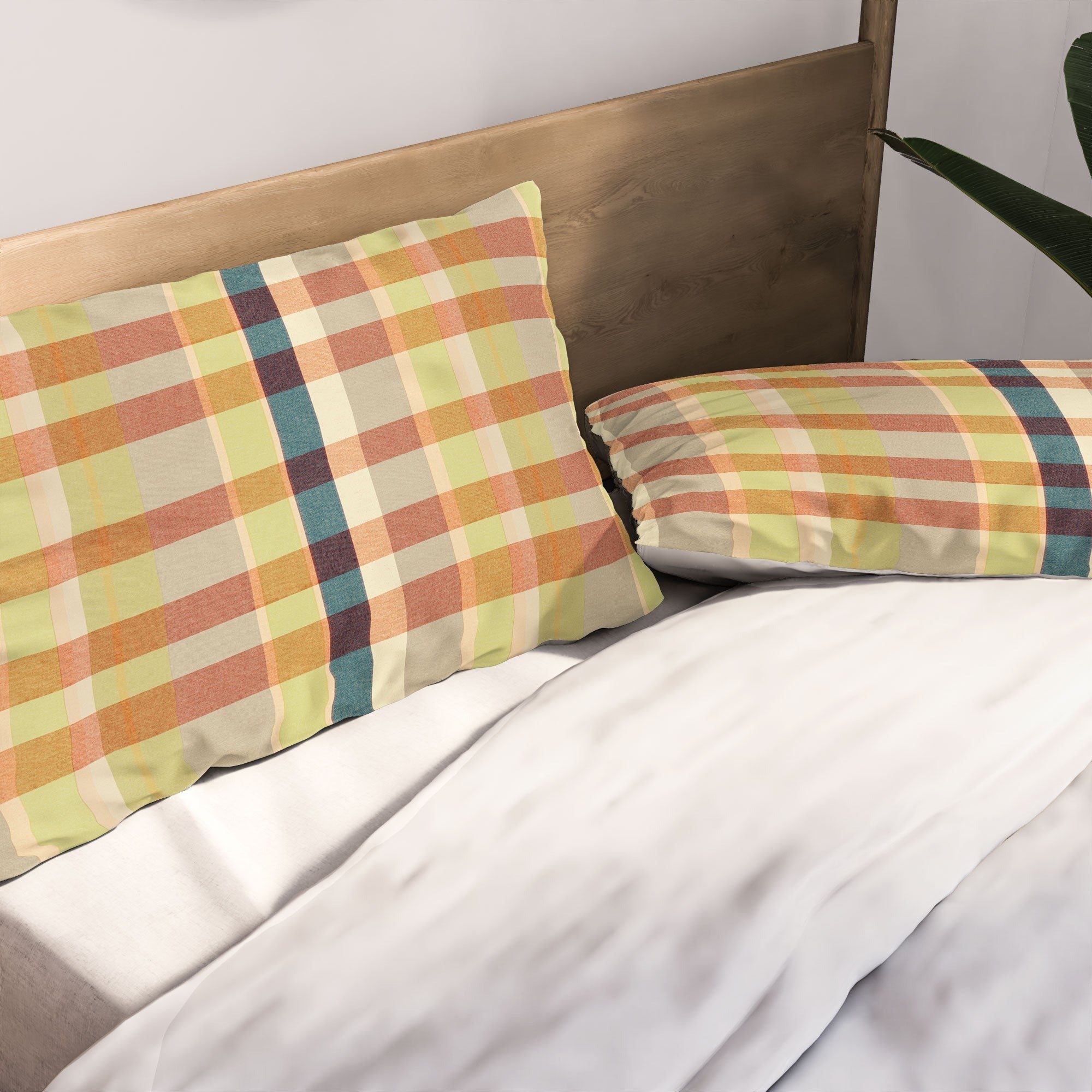 Marta Barragan Camarasa Retro Picnic Plaid Warm Tones Pillow Shams