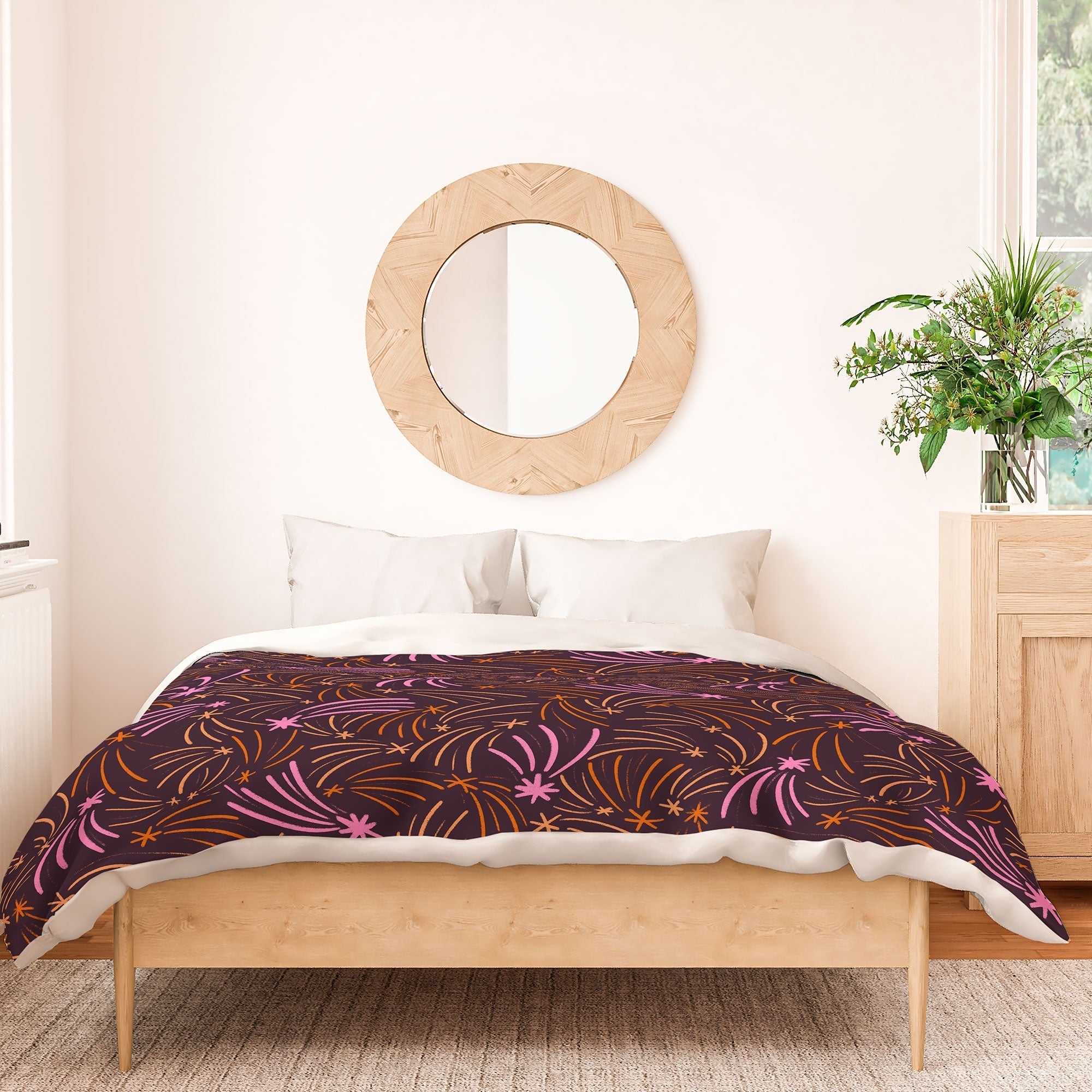 Little Om Pattern Shooting Stars plum Duvet Cover
