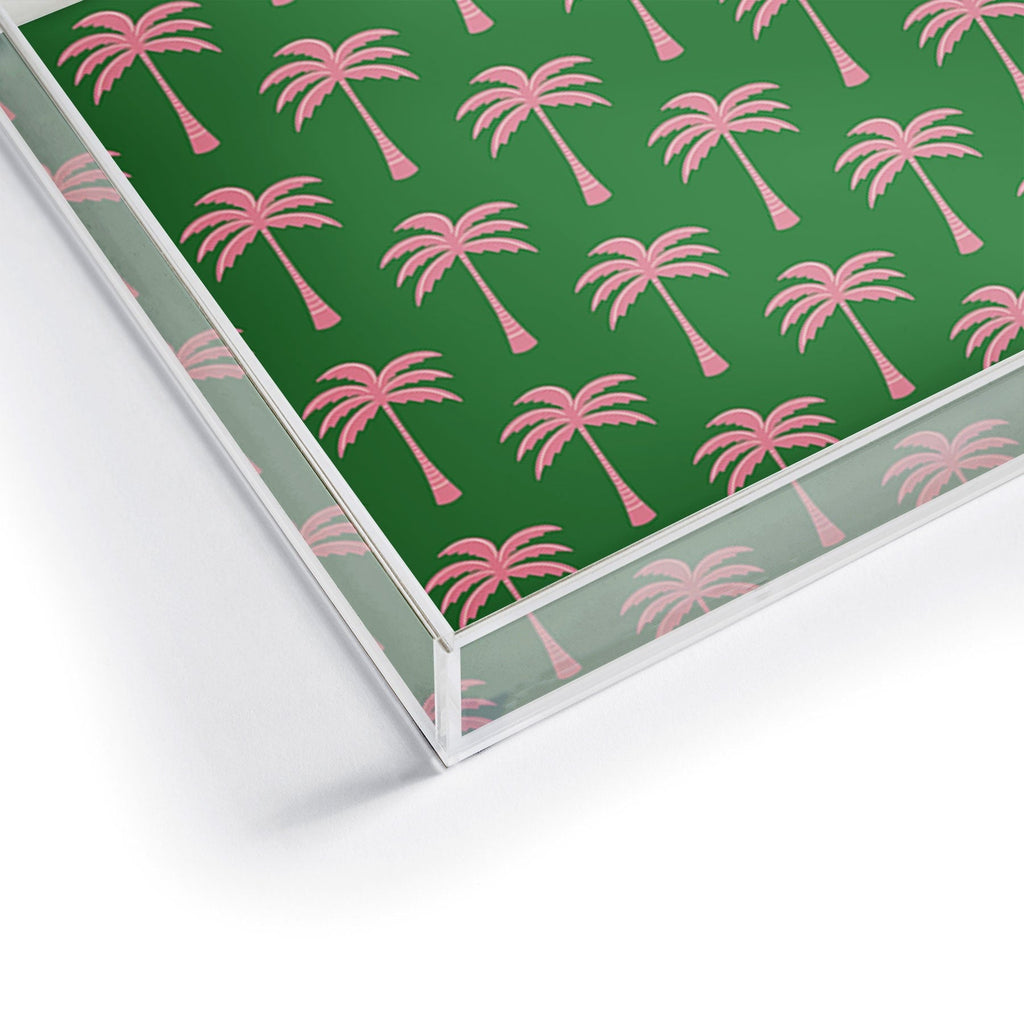 Design by Spark Pink Palm Tree Oasis Acrylic Tray