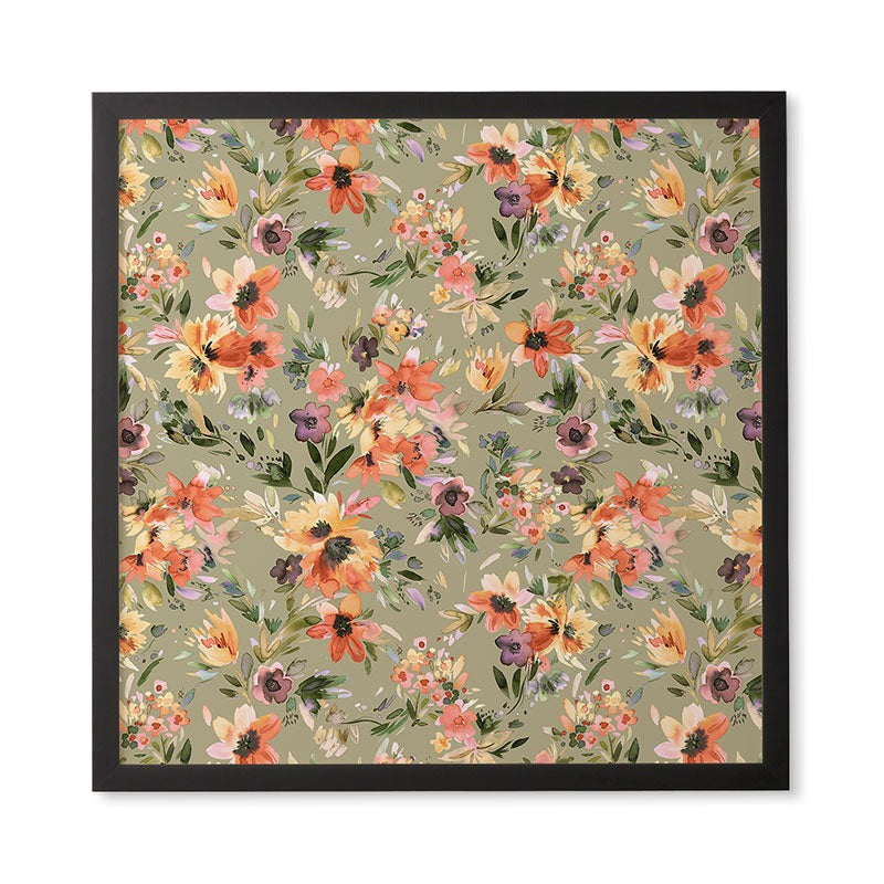 Ninola Design Botanic Retreat Floral Oleander Whimsical Teal Green Framed Wall Art