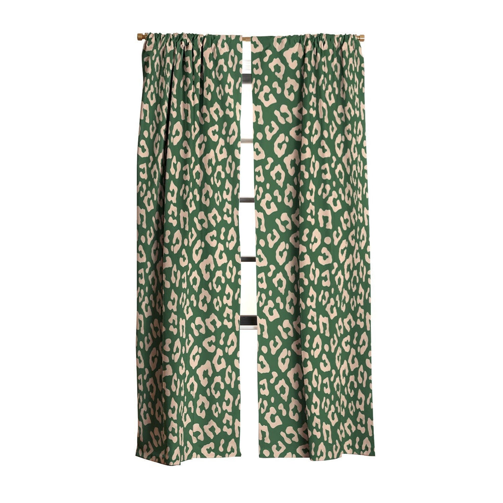 Avenie BR Cheetah Print In Green Blackout Window Curtain