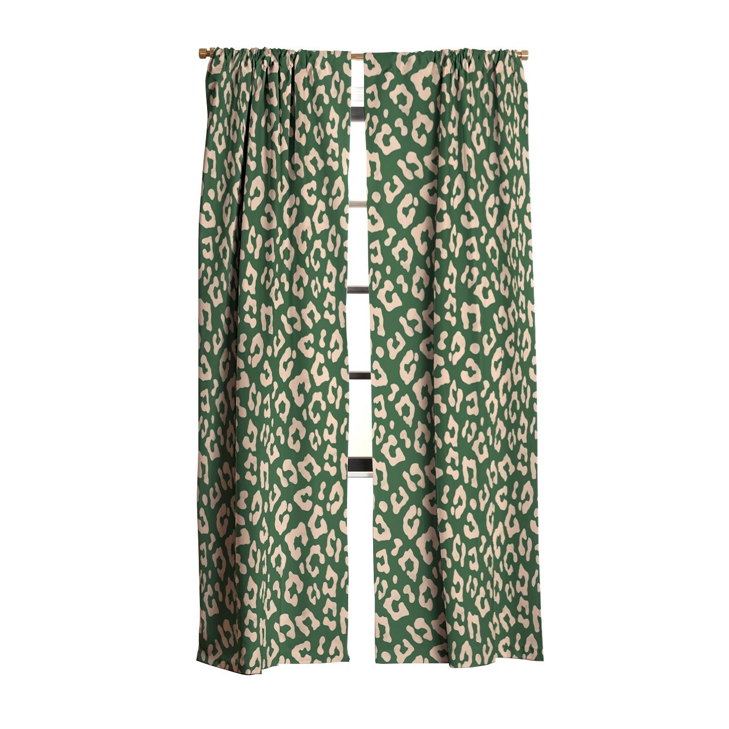 Avenie BR Cheetah Print In Green Blackout Window Curtain