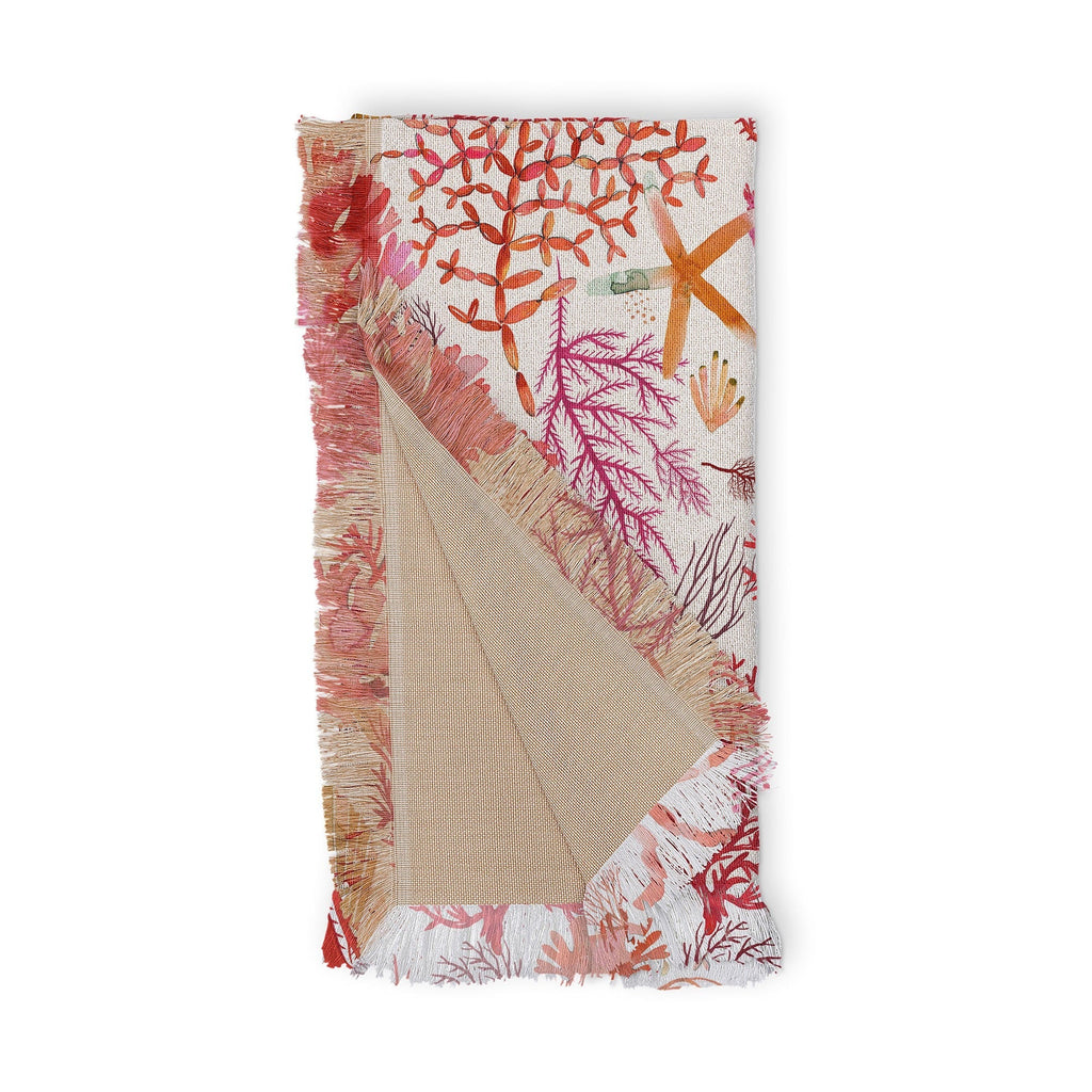 Ninola Design Botanic Retreat Coral Reef Crab Lobster Red Throw Blanket