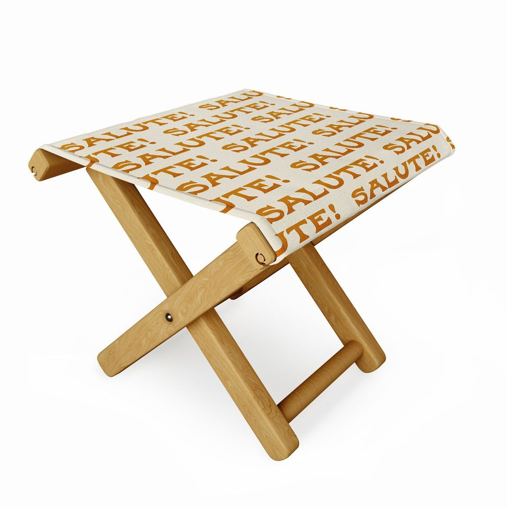 Jessica Molina Salute Gold Pattern on Cream Folding Stool