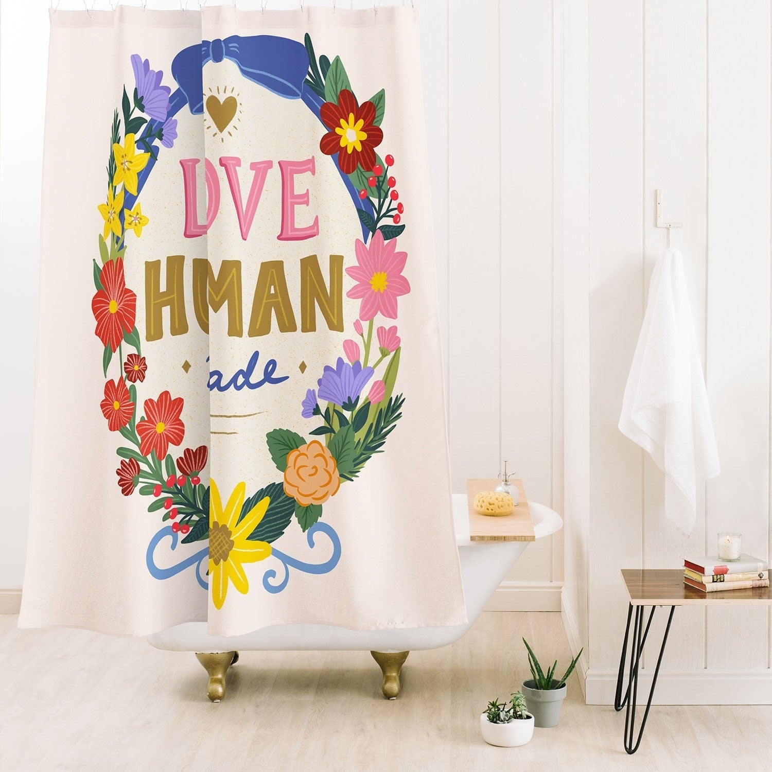 Design by Spark Love Human Made Floral Wreath Shower Curtain