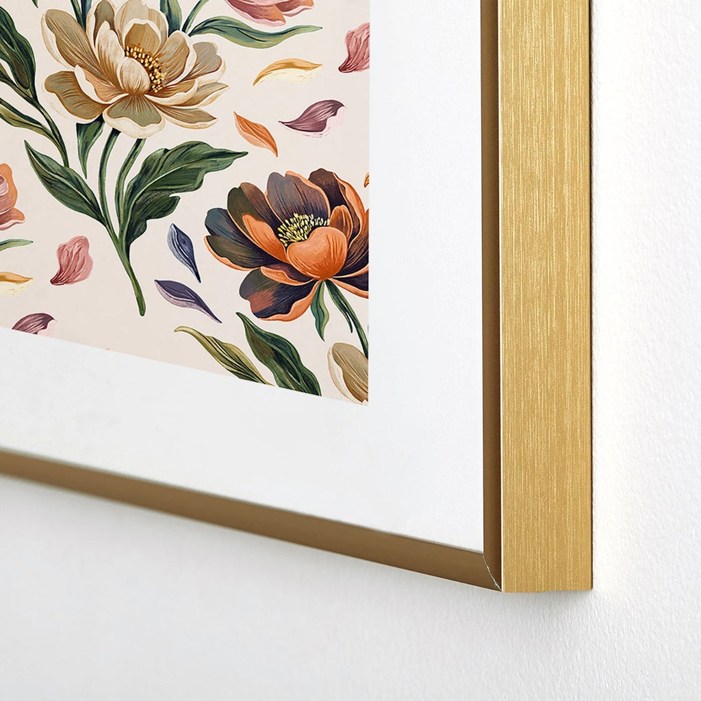 Marta Barragan Camarasa Hand Painted Peony Florals Metal Framed Art Print