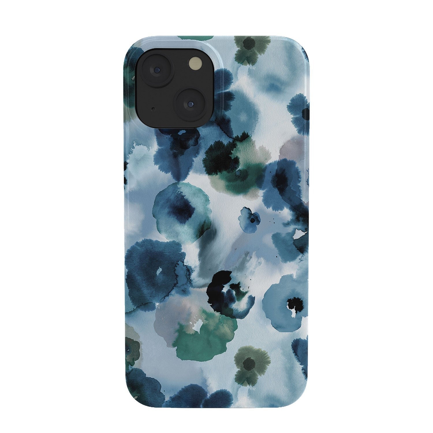Ninola Design Botanic Retreat Ombre Abstract Watercolor Flowers Blue Navy Phone Case