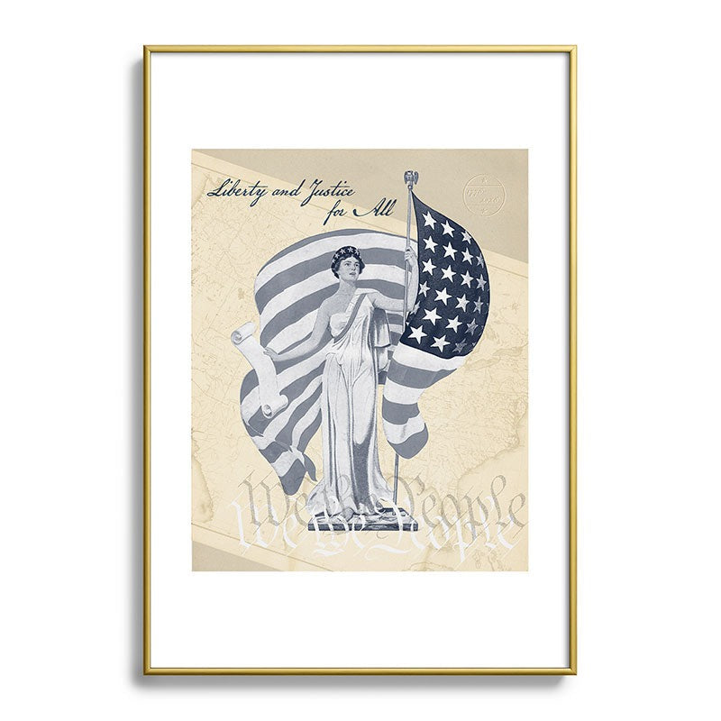 DENY Designs Liberty and Justice Woman Metal Framed Art Print