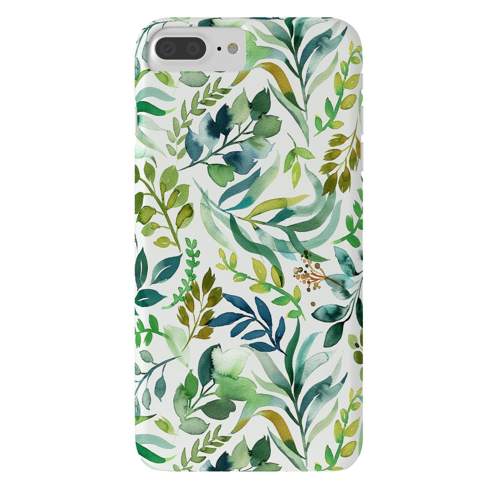 Ninola Design Botanic Retreat Loose Botanical Leaves Watercolor Green Phone Case