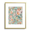 Ninola Design Botanic Retreat Floral Oleander Whimsical Teal Green Metal Framed Art Print