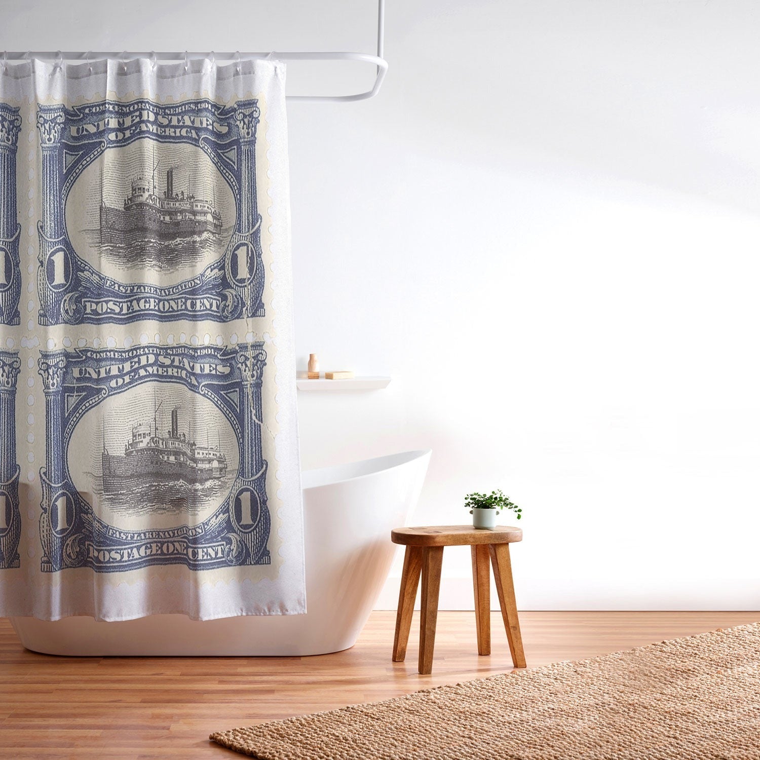DENY Designs 1901 1c Fast Lake Navigation Stamps Shower Curtain