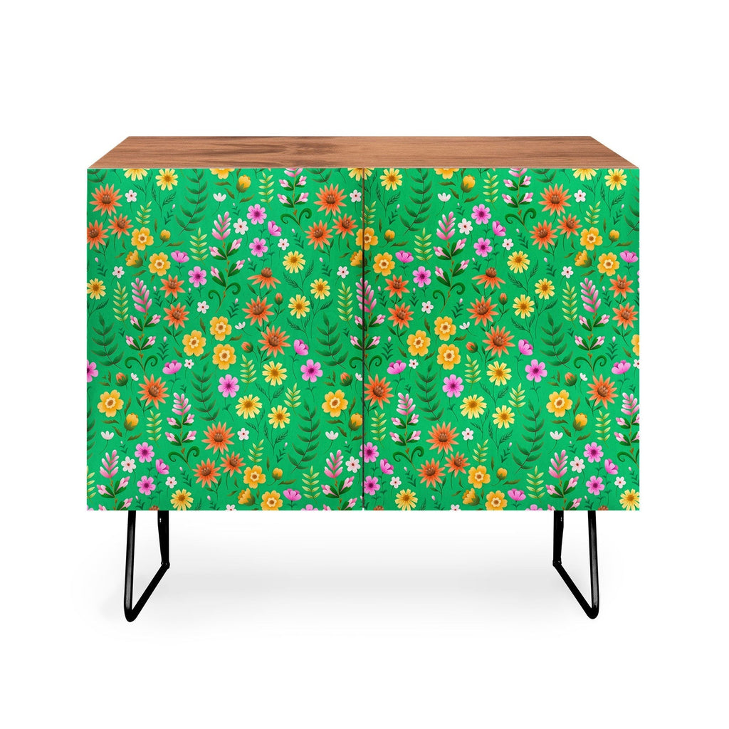 Pimlada Phuapradit Ditsy Spring Floral Green Credenza