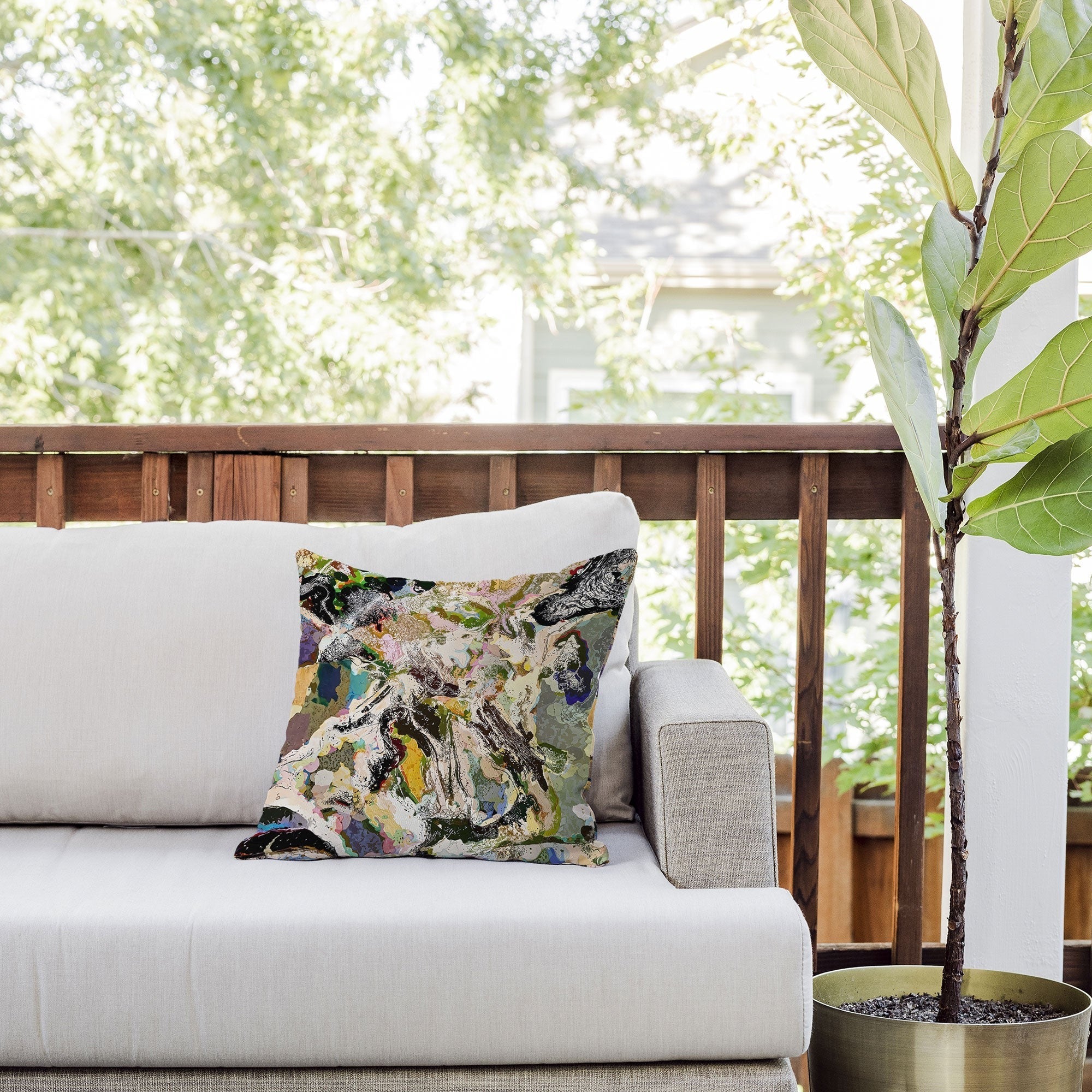 83 Oranges Echoes Beneath the Surface Outdoor Throw Pillow