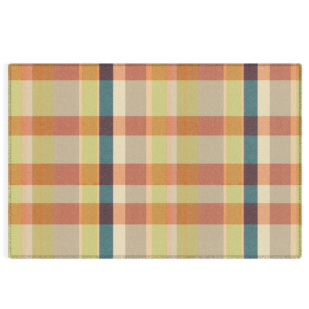 Marta Barragan Camarasa Retro Picnic Plaid Warm Tones Outdoor Rug