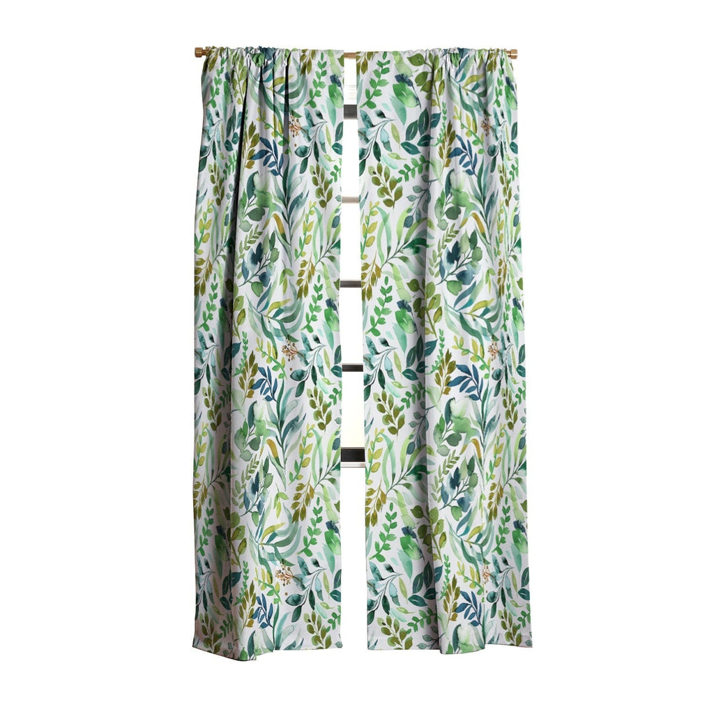 Ninola Design Botanic Retreat Loose Botanical Leaves Watercolor Green Blackout Non Repeat