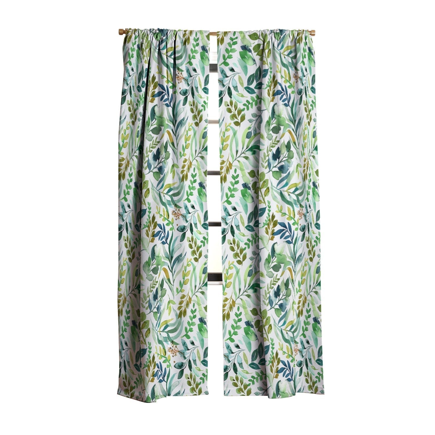 Ninola Design Botanic Retreat Loose Botanical Leaves Watercolor Green Blackout Non Repeat
