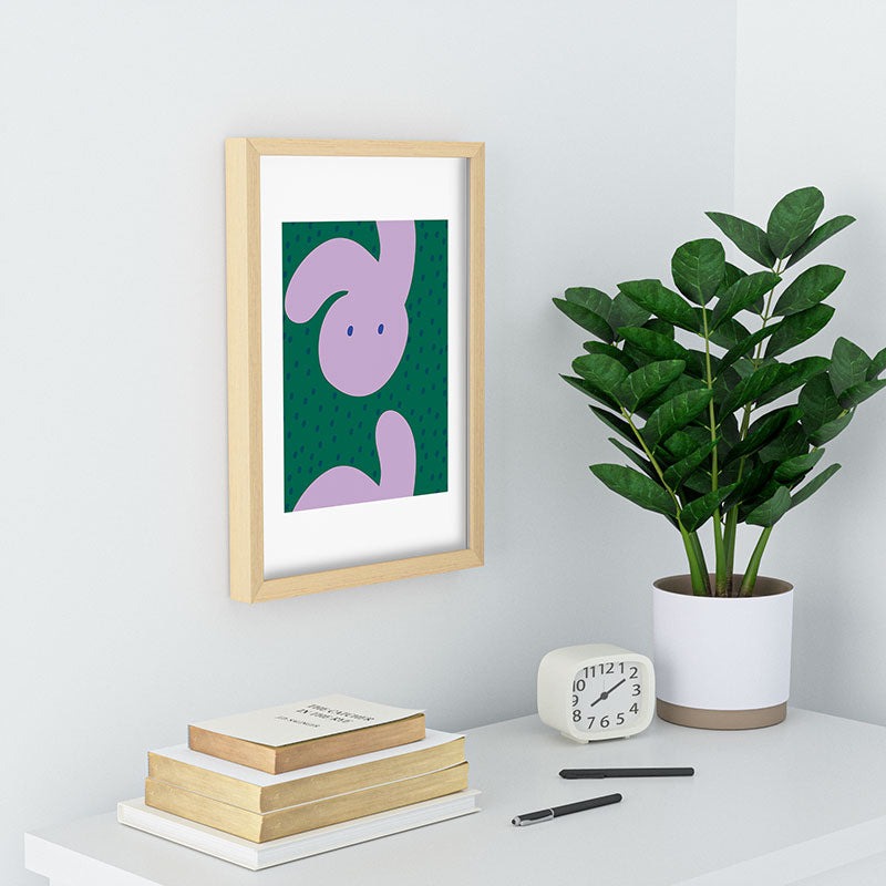 Camilla Foss Pebbles and Rabbit Recessed Framing Rectangle