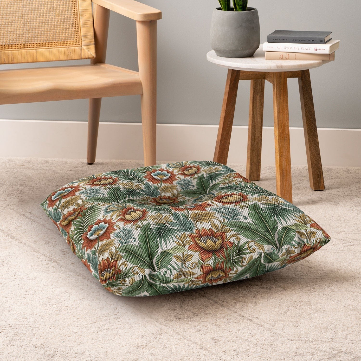 Marta Barragan Camarasa Retro Jungle Garden Floor Pillow Square