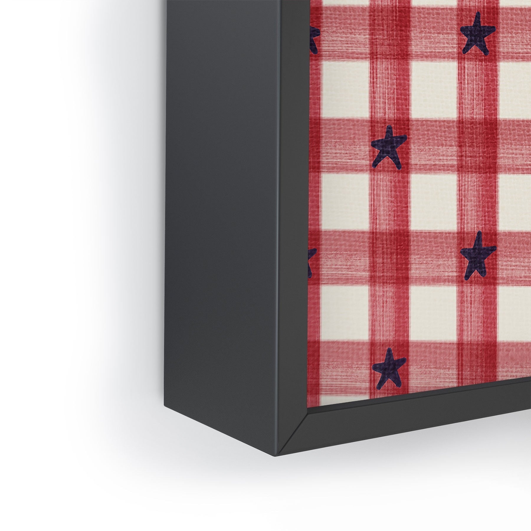 DENY Designs Red Gingham plus Stars Framed Mini Art Print