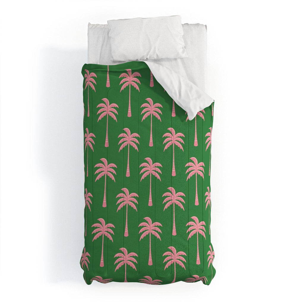 Design by Spark Pink Palm Tree Oasis Comforter