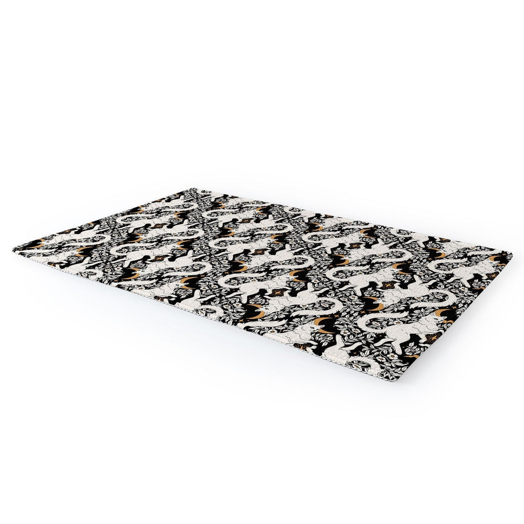 Avenie Celestial Cats Gold Area Rug