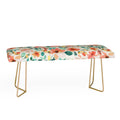 Ninola Design Botanic Retreat Tropical Whimsical Flowers Coral Green Bench