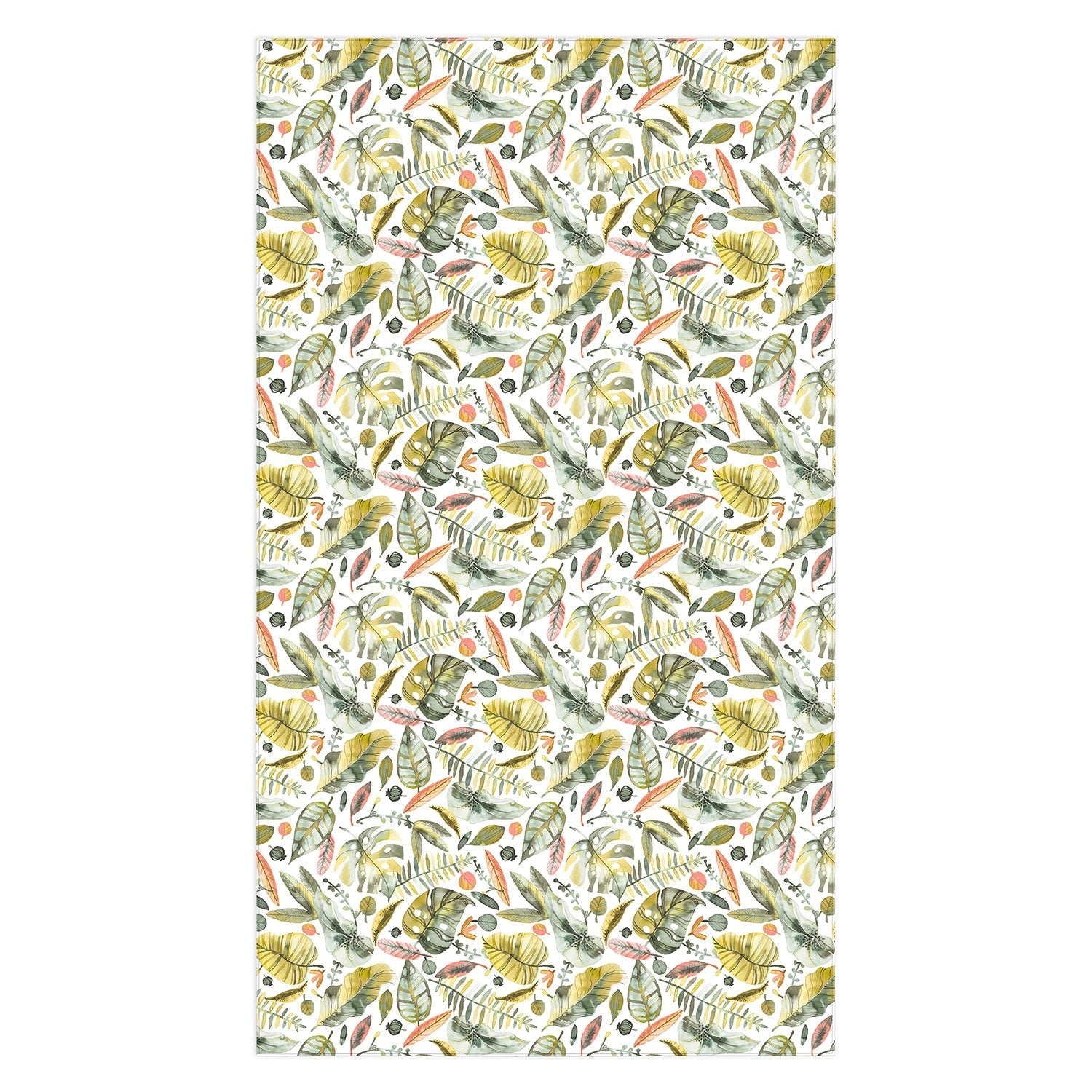 Ninola Design Botanic Retreat Tropical Jungle Leaves Botanical Green Orange Tablecloth