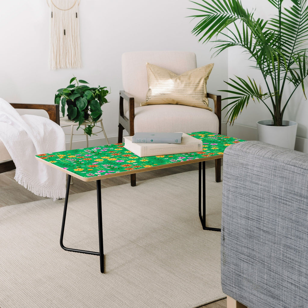 Pimlada Phuapradit Ditsy Spring Floral Green Coffee Table