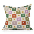 LouBruzzoni Retro Star Block Pattern Throw Pillow