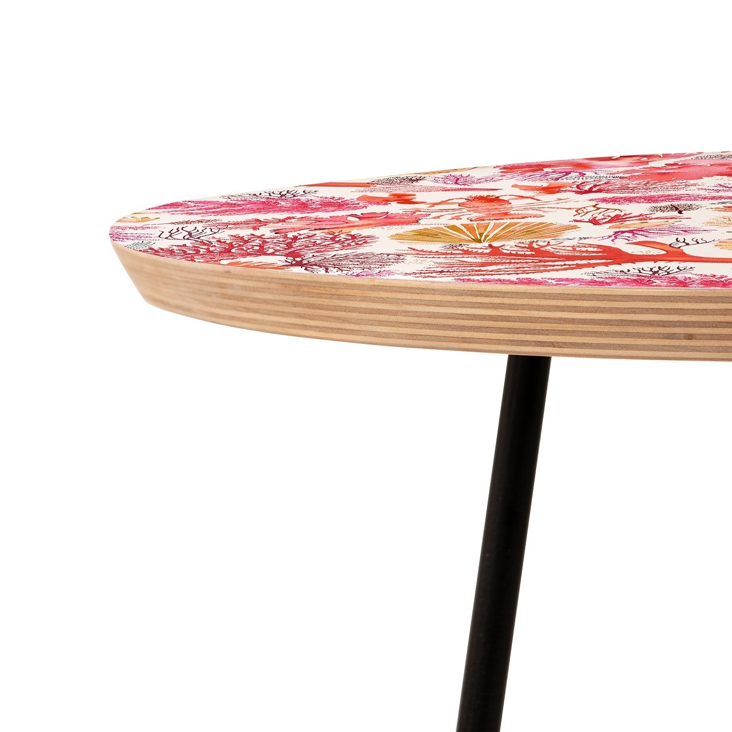 Ninola Design Botanic Retreat Coral Reef Crab Lobster Red Round Side Table