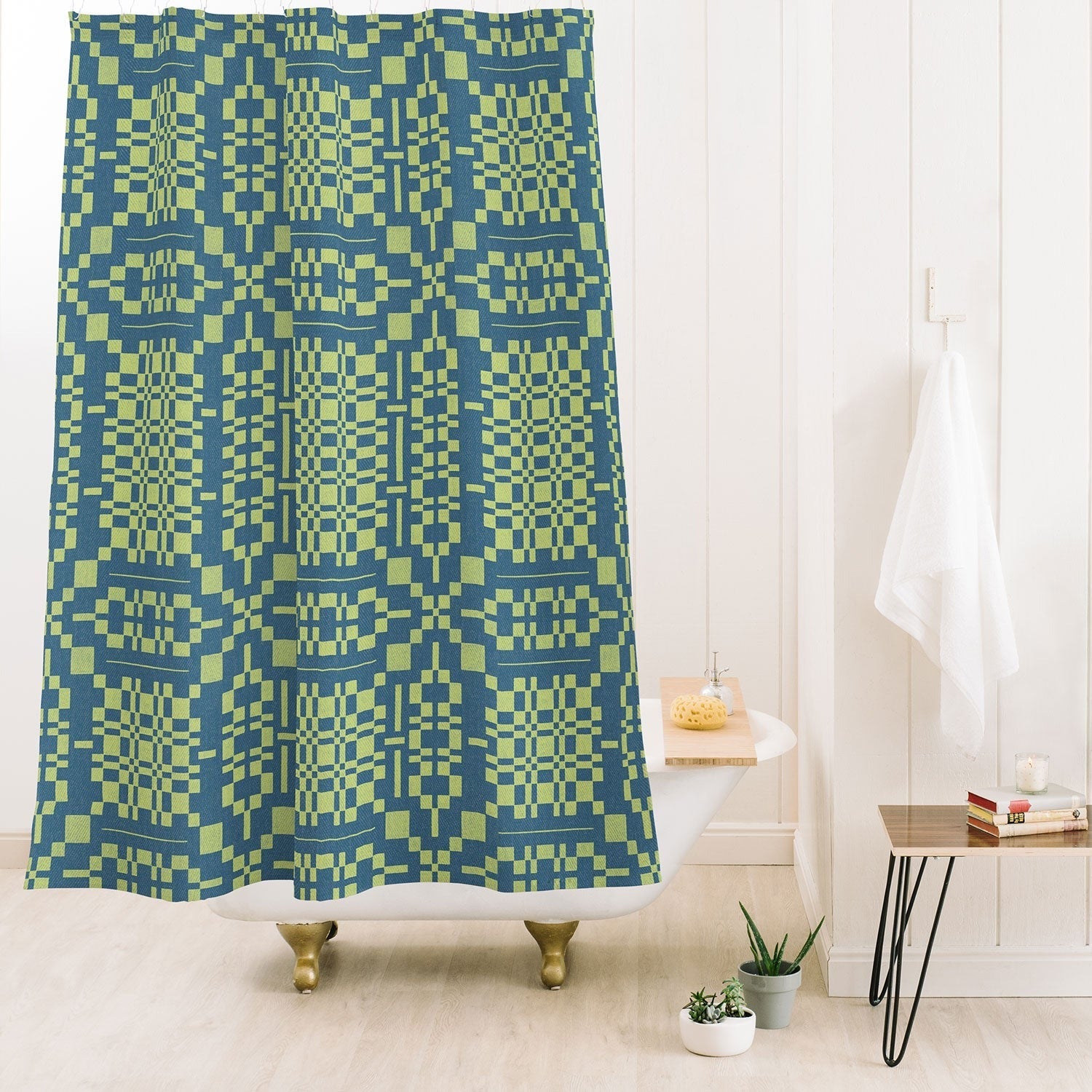 Marta Barragan Camarasa Nostalgic Grid Design Shower Curtain