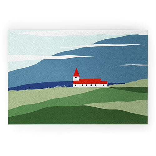 Valeria Frustaci Red roof in Iceland Welcome Mat