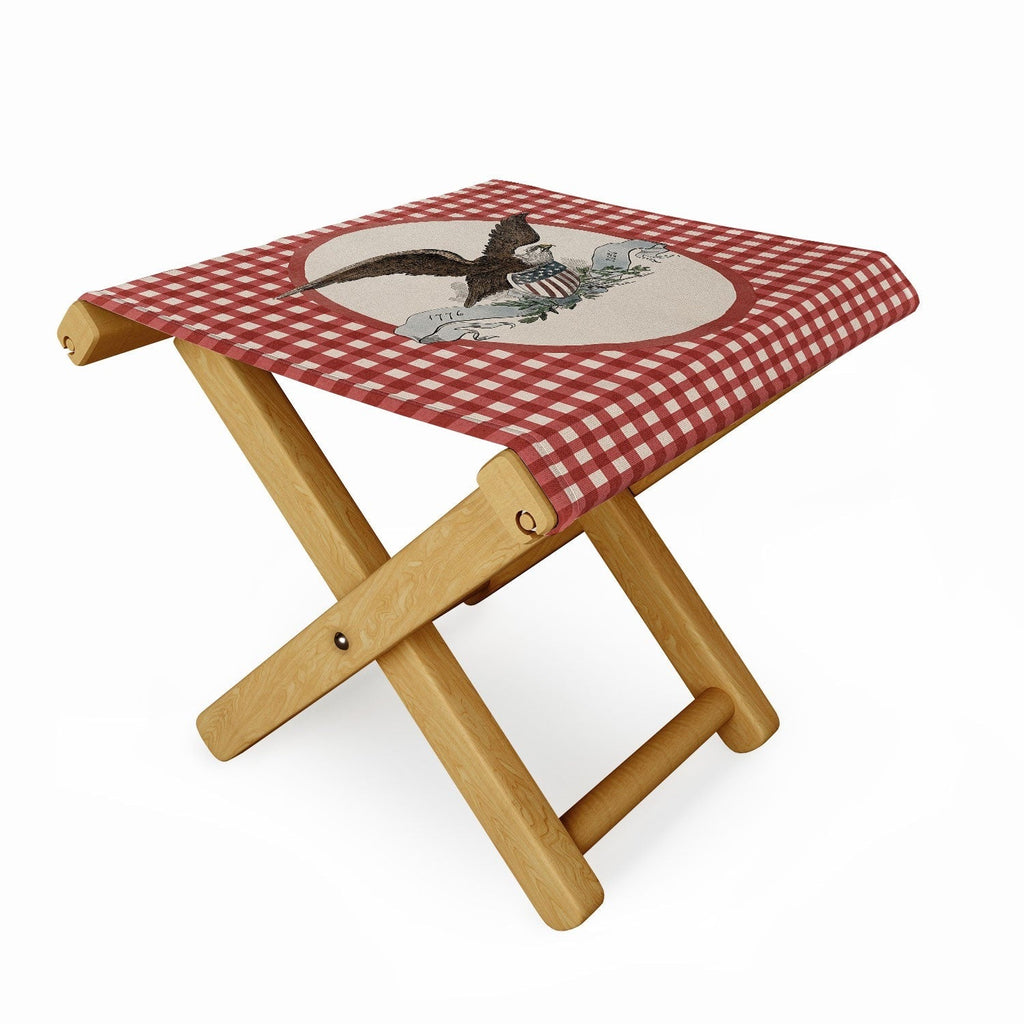 DENY Designs Gingham Eagle Folding Stool