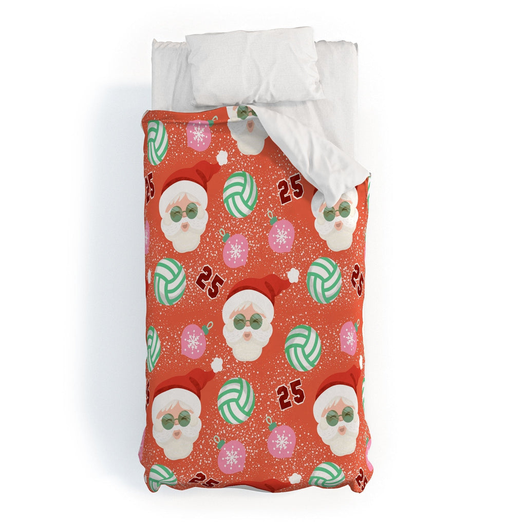 Design by Spark Sporty Volleyball Santa Duvet Cover