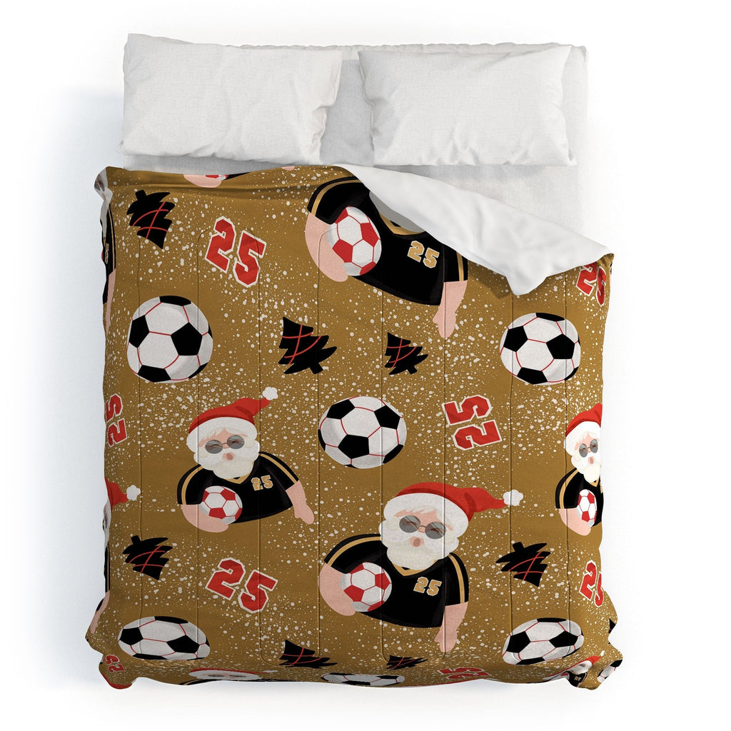 Design by Spark Sporty Soccer Santa Holiday Comforter