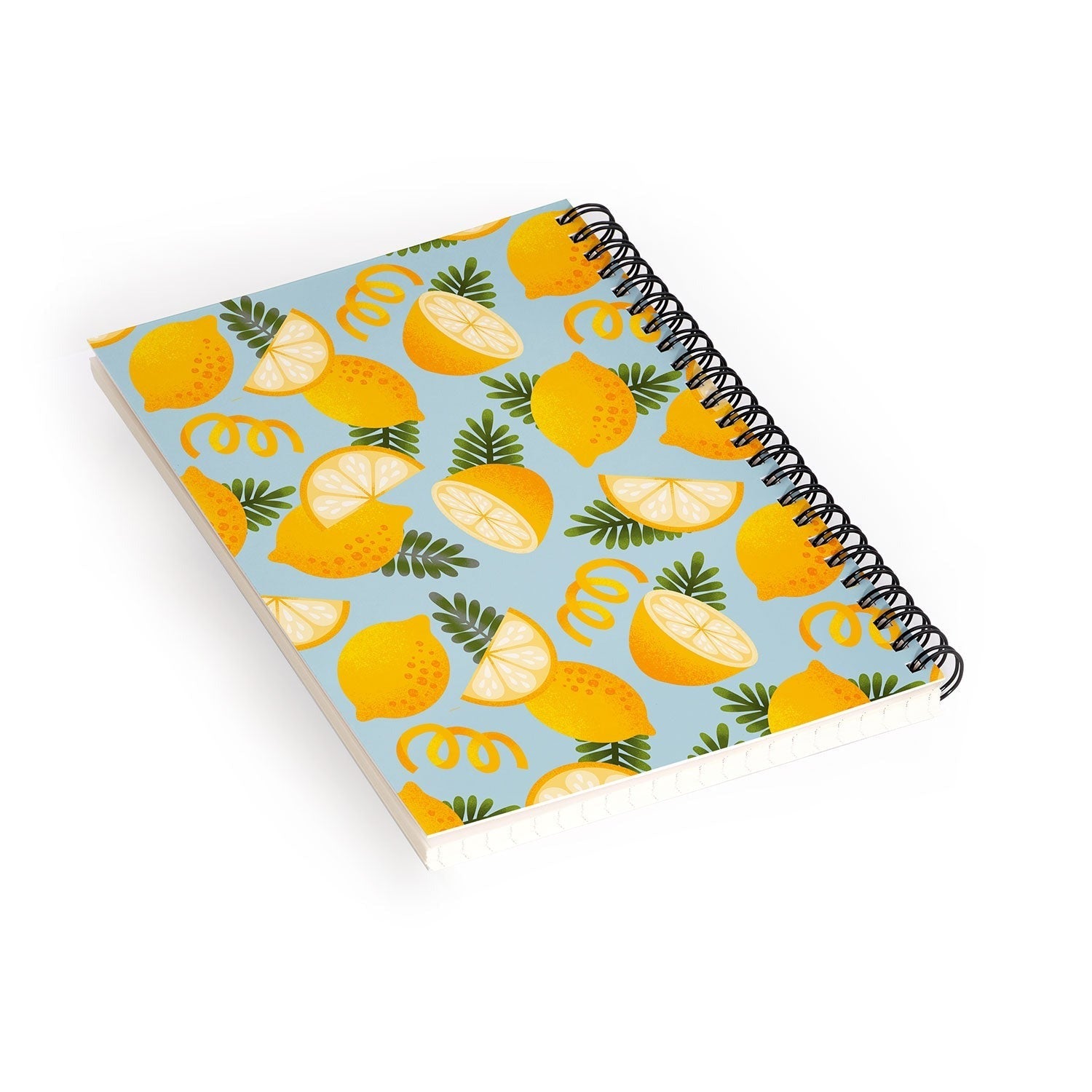 Jessica Molina Lemon Pattern on Sky Blue Spiral Notebook