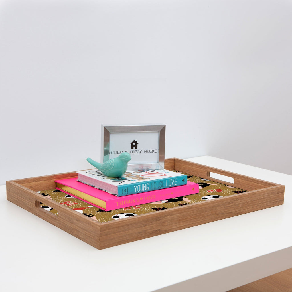 Design by Spark Sporty Soccer Santa Holiday Rectangular Tray