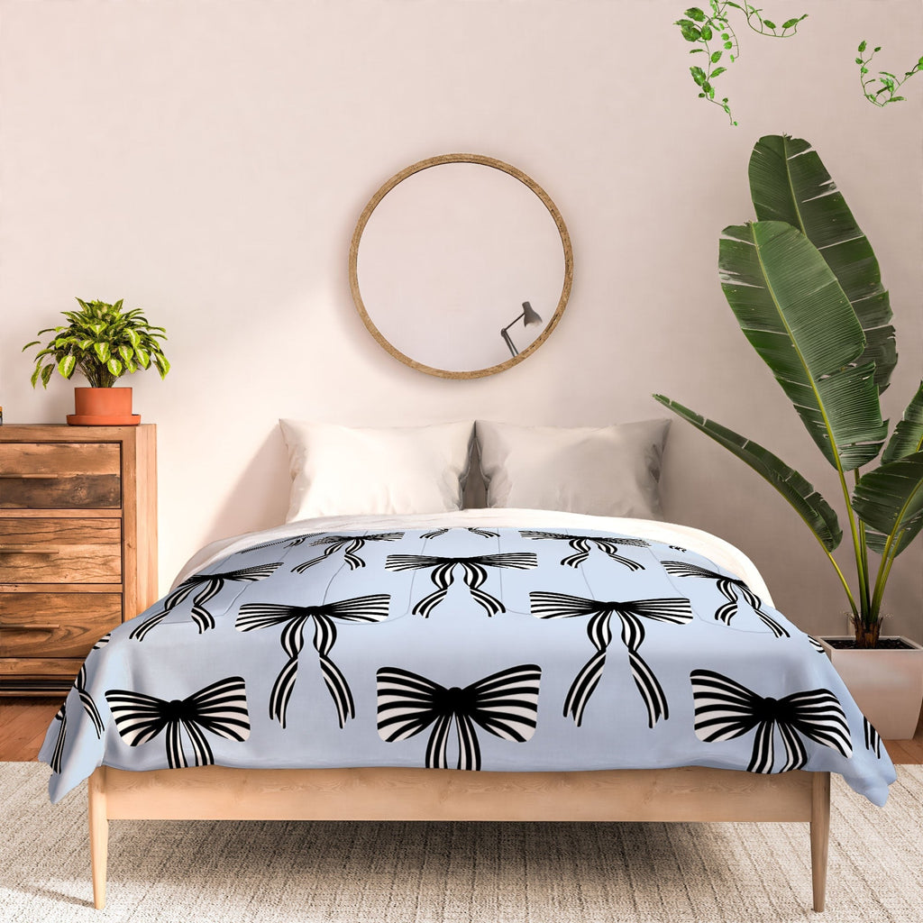 Design by Spark Black Striped Bows Comforter