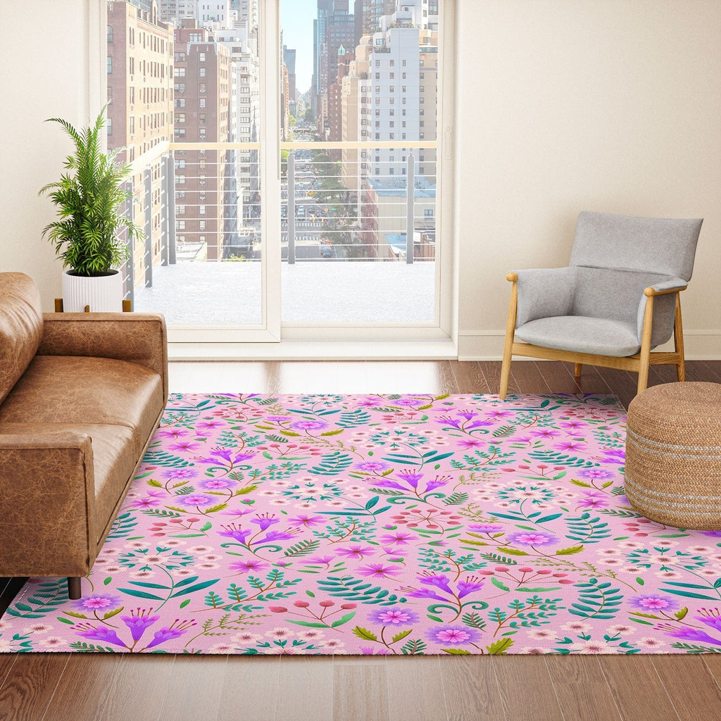 Pimlada Phuapradit Ditsy Purple Floral Half Drop Area Rug