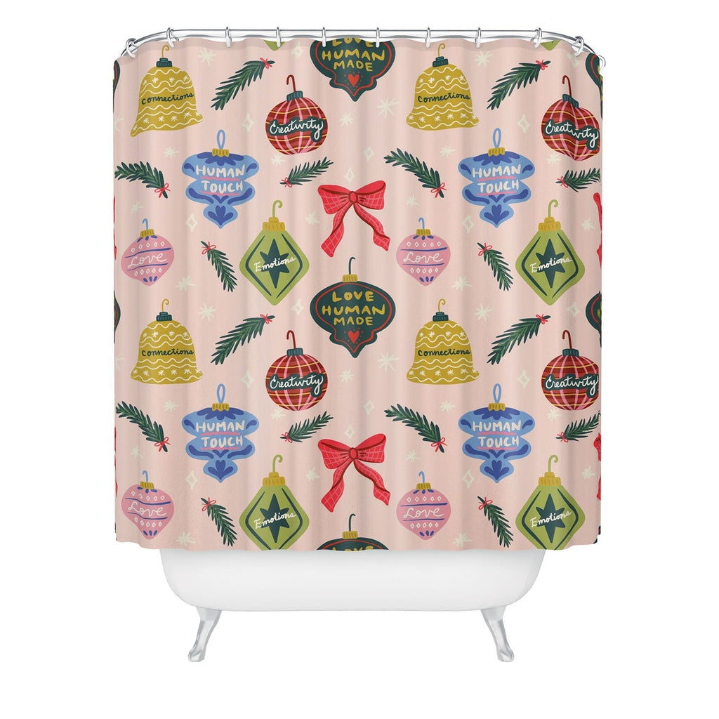 Design by Spark Love Human Made Christmas Ornaments Shower Curtain