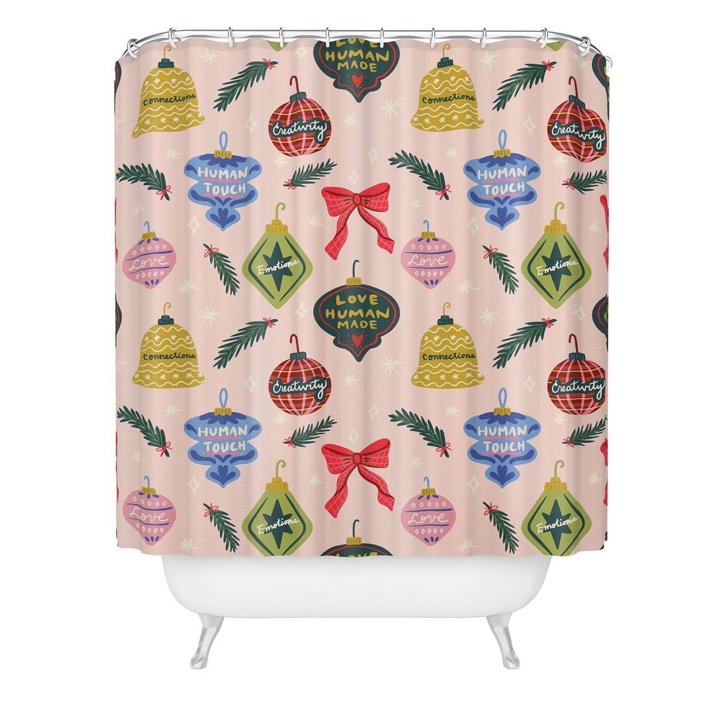 Design by Spark Love Human Made Christmas Ornaments Shower Curtain