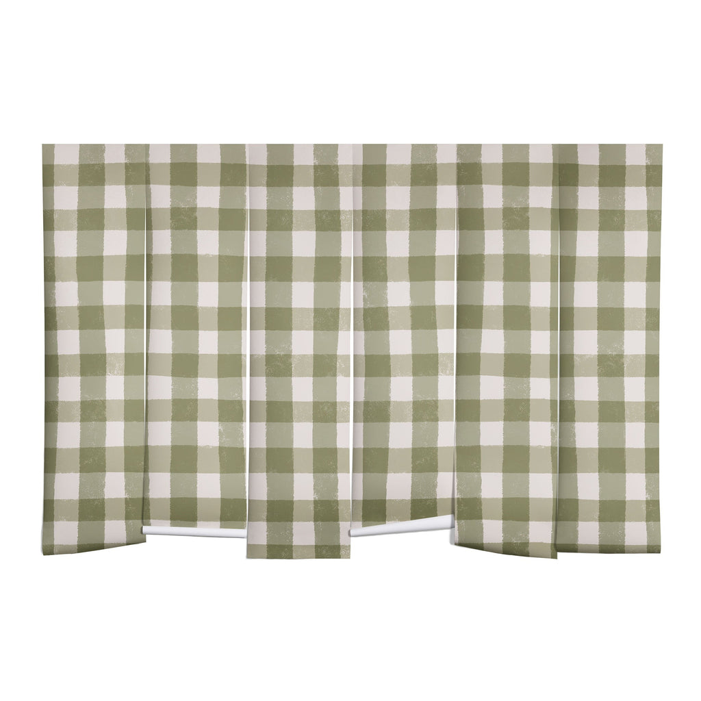 Menina Lisboa Rustic Green Plaid Wall Mural