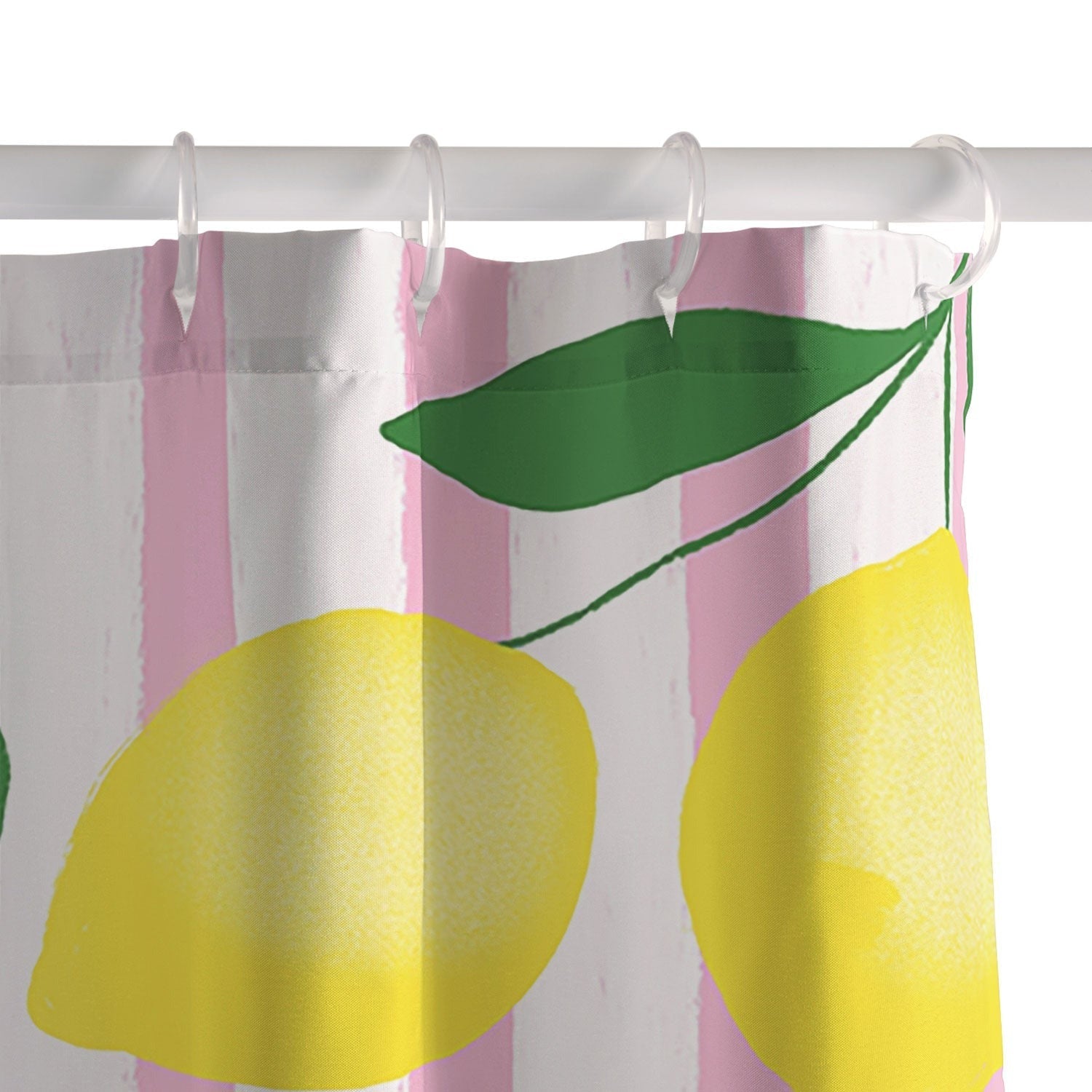 Design by Spark Zesty Lemons and Stripes Shower Curtain