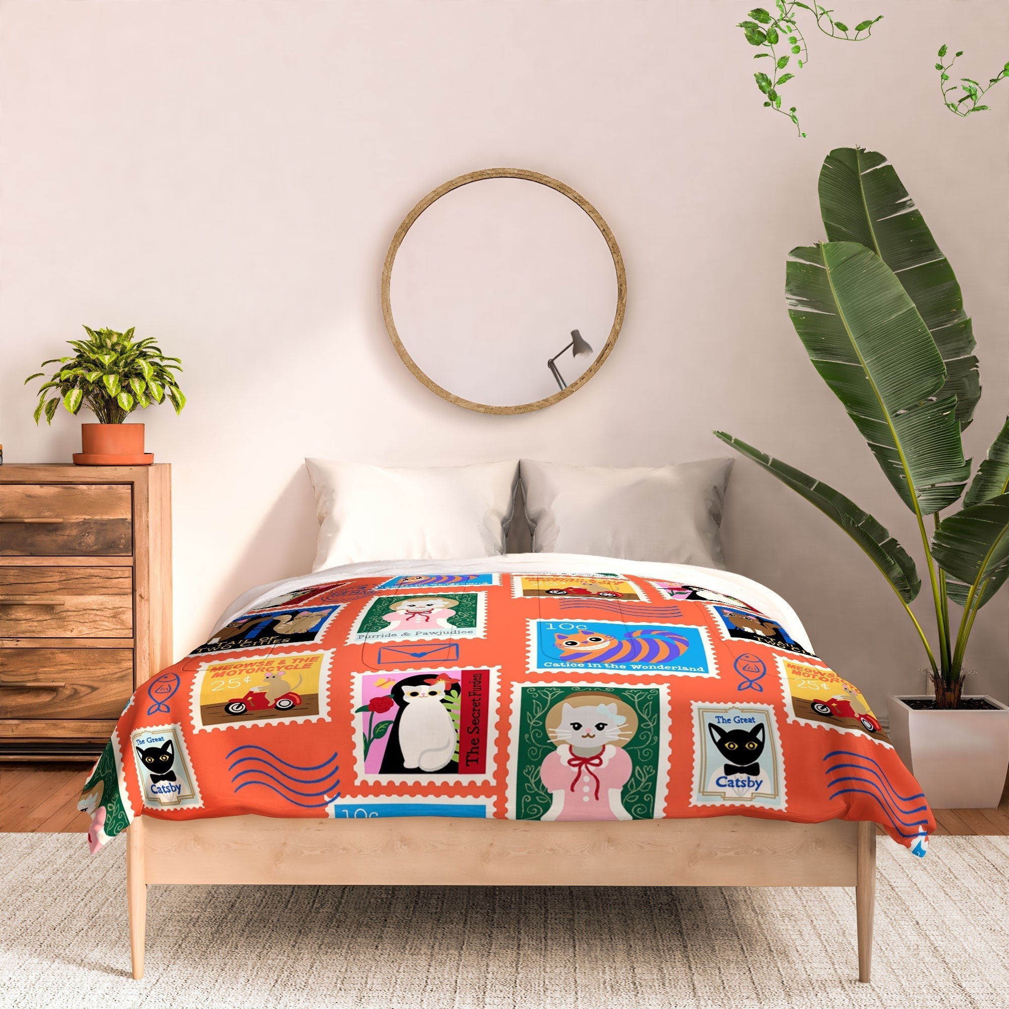 Design by Spark Classic Book Cat Stamps Comforter